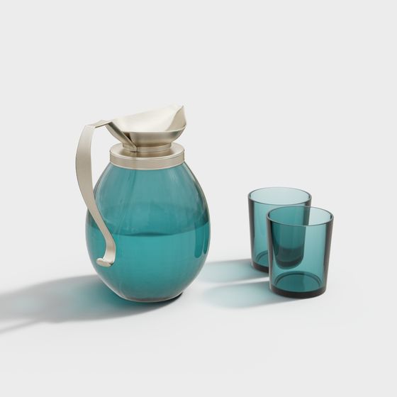 Elegant Teapot Set 3D model for Modern Aesthetics