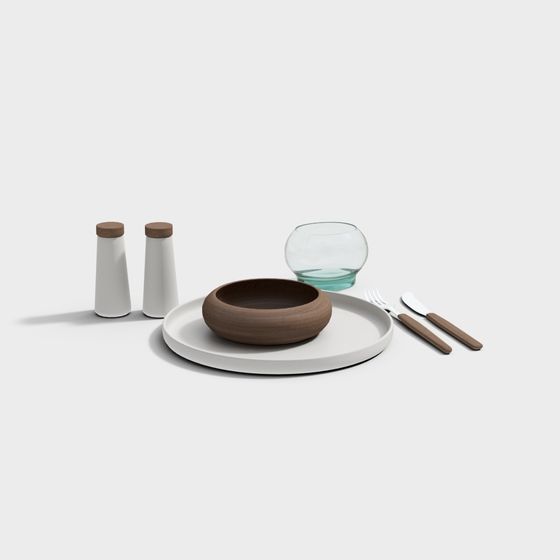 Elegant Minimalist Tableware Set 3D model