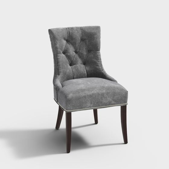 Stylish Gray Velvet Chair 3D model for Modern Spaces