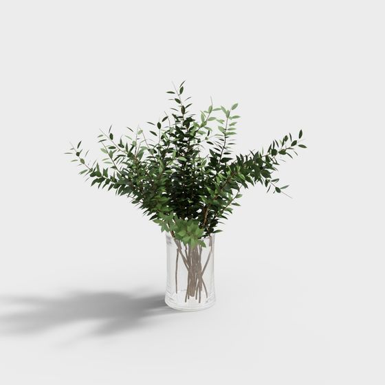 Natural Beauty in Glass Vase 3D Model