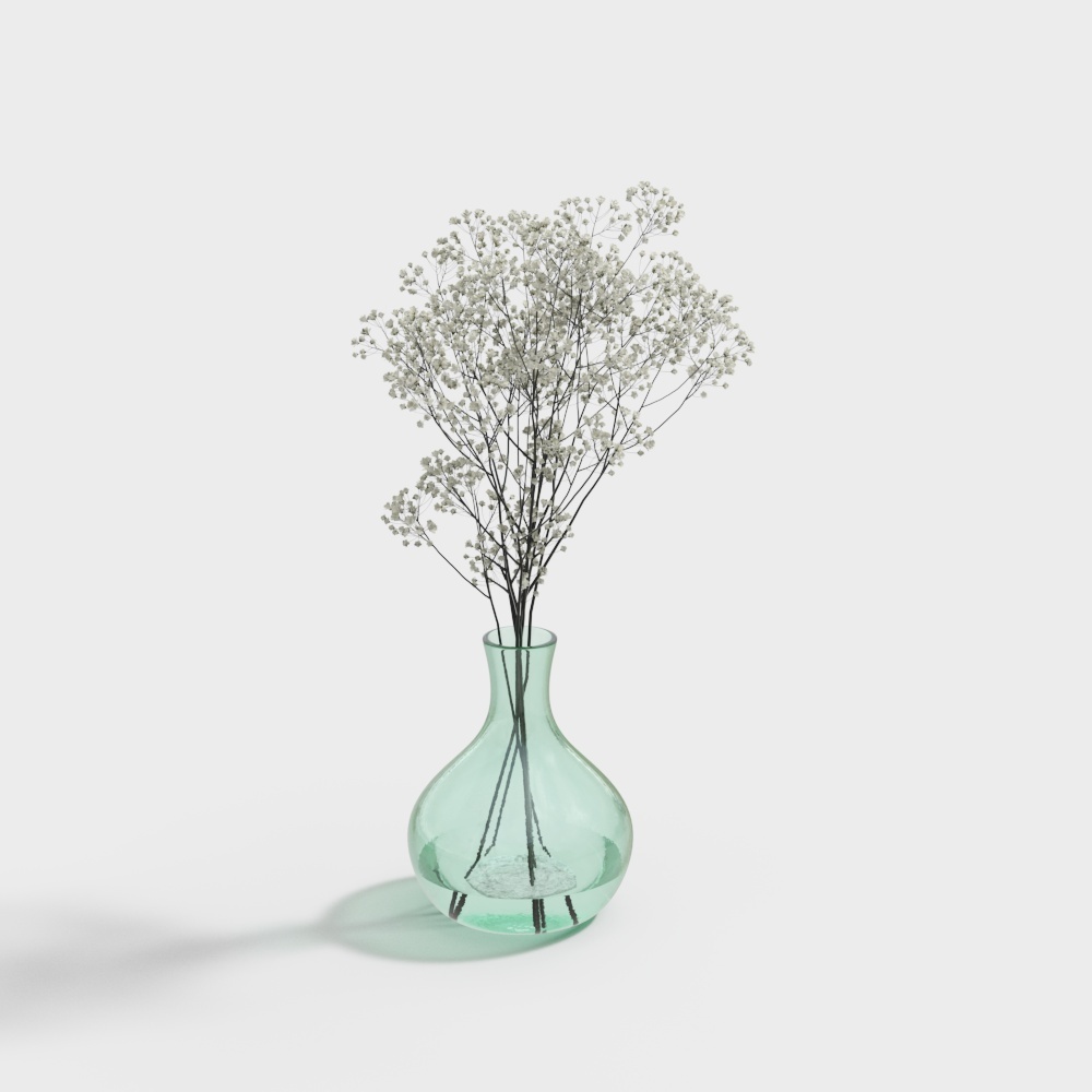 Glass Vase with Daisies 3D model