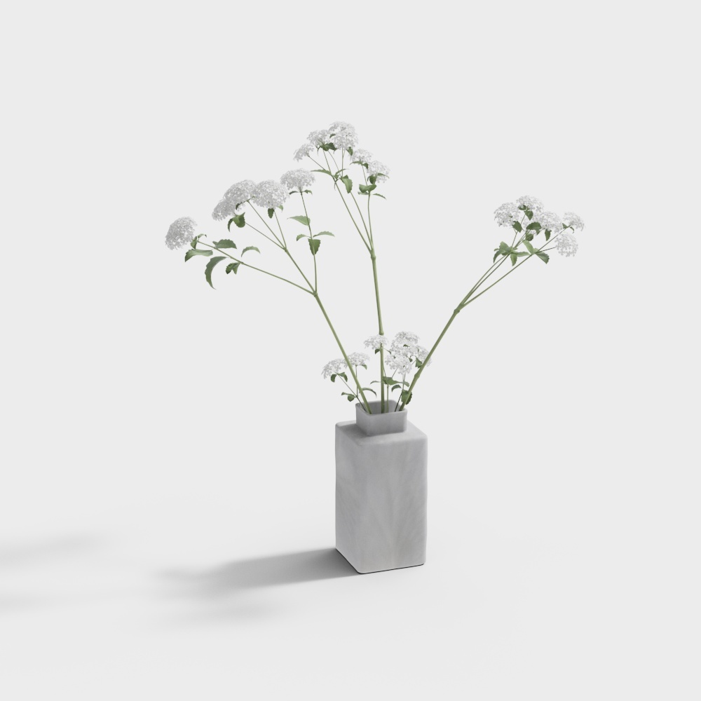 Marble Vase with Wildflowers 3D model