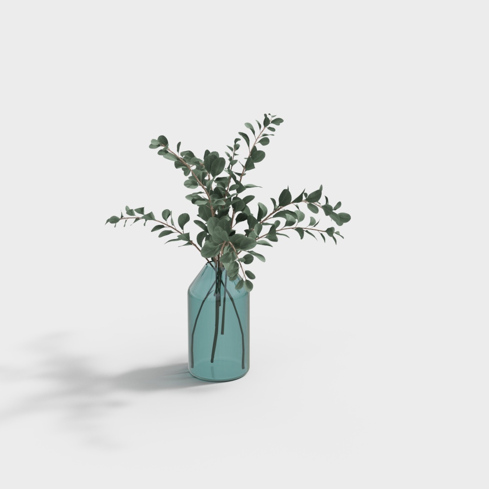 Glass Vase with Eucalyptus 3D model