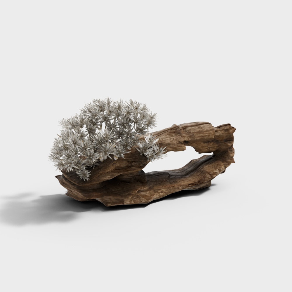 Dry Wood Blossoms 3D Model – Low-Poly Natural Design