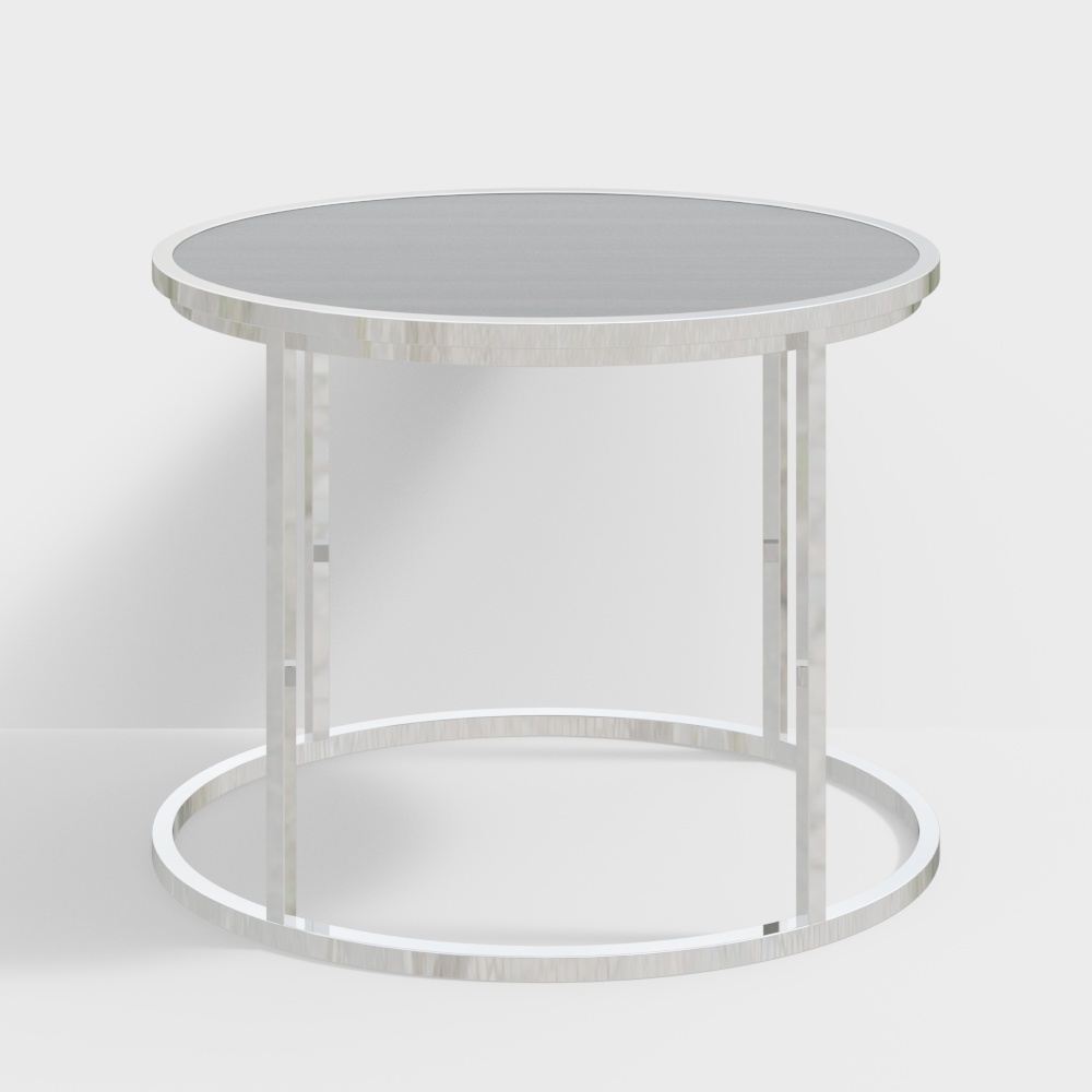 Modern Low-Poly Round Table 3D Model – Gray Metal