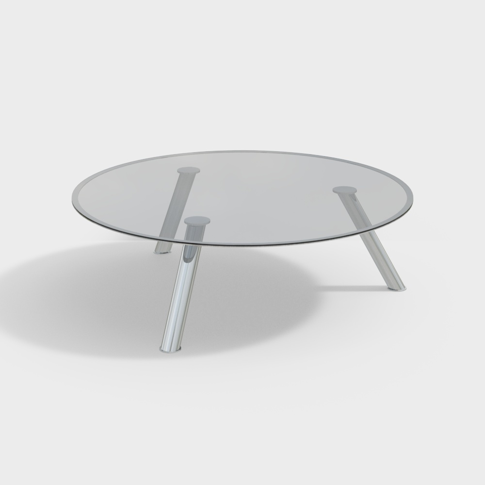 Elegant Glass Round Table 3D Model – Modern Low-Poly Design