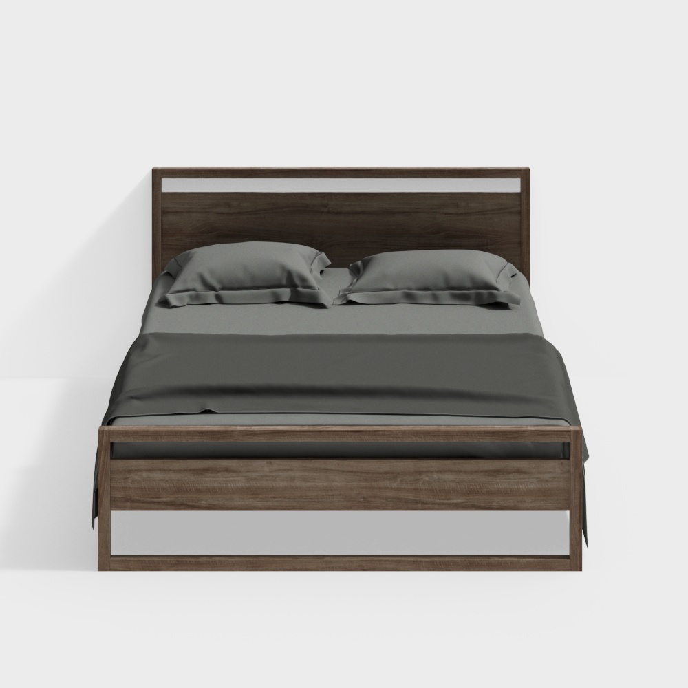 Modern Twin Beds 3D Model – Earth Color Fabric