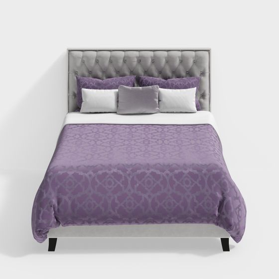 Elegant Low-Polygon Bed 3D model