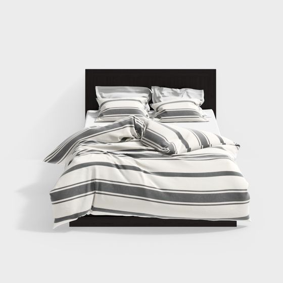 Elegant Low-Polygon Bed 3D model for Modern Interiors