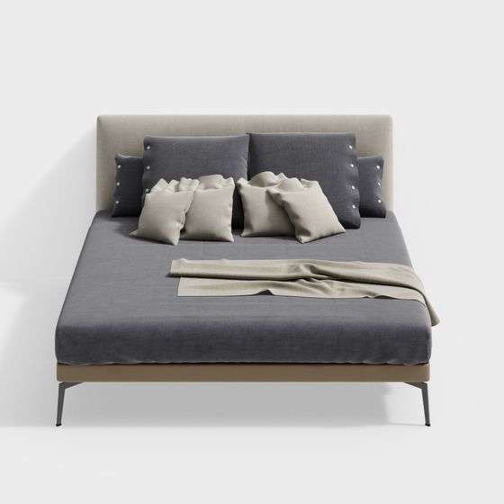 Modern Minimalist 3D Bed Model for Creative Spaces