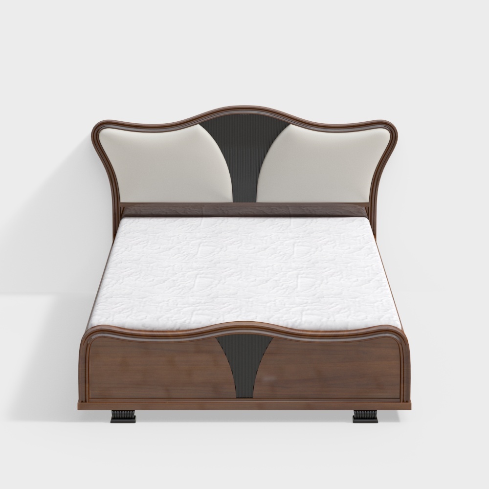 Elegant Curves Bed 3D model