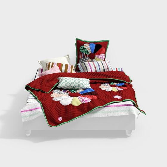 Charming Low-Poly Bed 3D Model for Dreamy Interiors