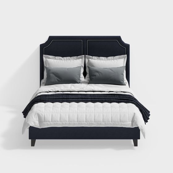 Navy Velvet Bed 3D model