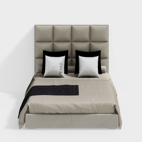 Stylish 3D Bed Model for Modern Interiors