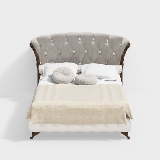 Sleek Vintage Bed 3D model for Interior Design