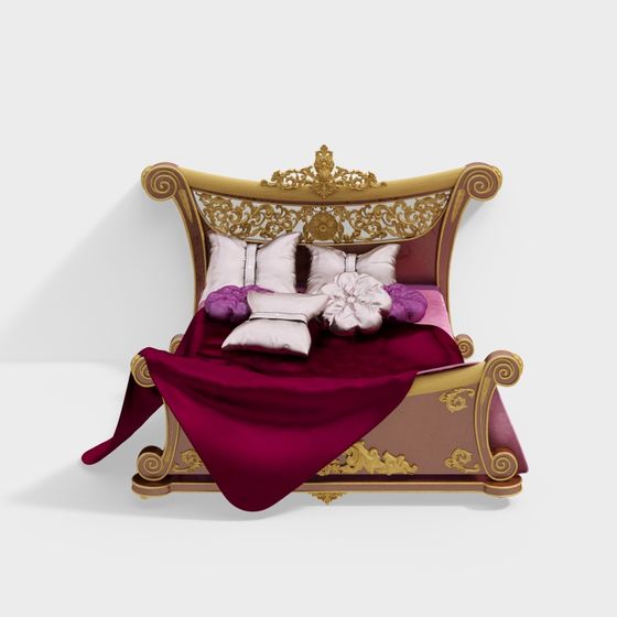 Royal Bed 3D model for Opulent Interiors