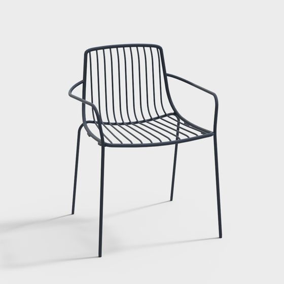 Elegant Minimalist Metal Chair 3D model