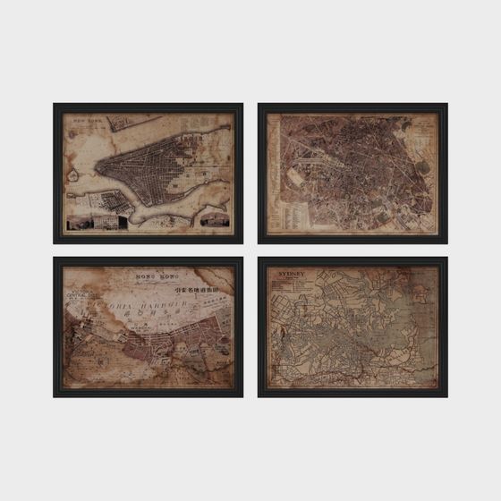 Urban Map 3D Model Collection with Vintage Charm