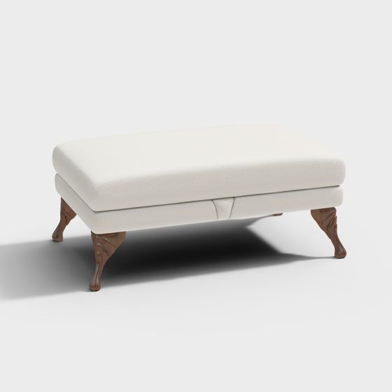 Simple Leather Ottoman 3D model for Modern Spaces