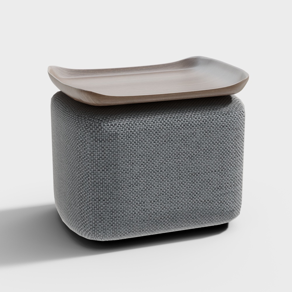 Streamlined Wooden Stool 3D model