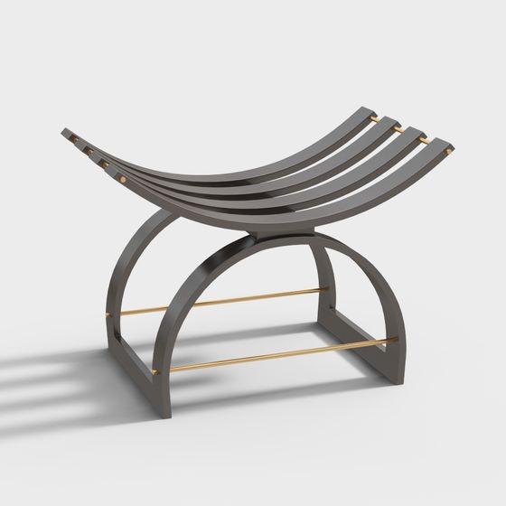 Curved Wood Lounger 3D model