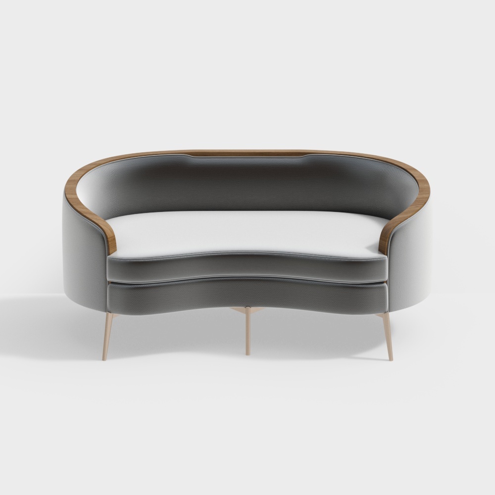 Divano Loveseat in Pelle Arancione 45310