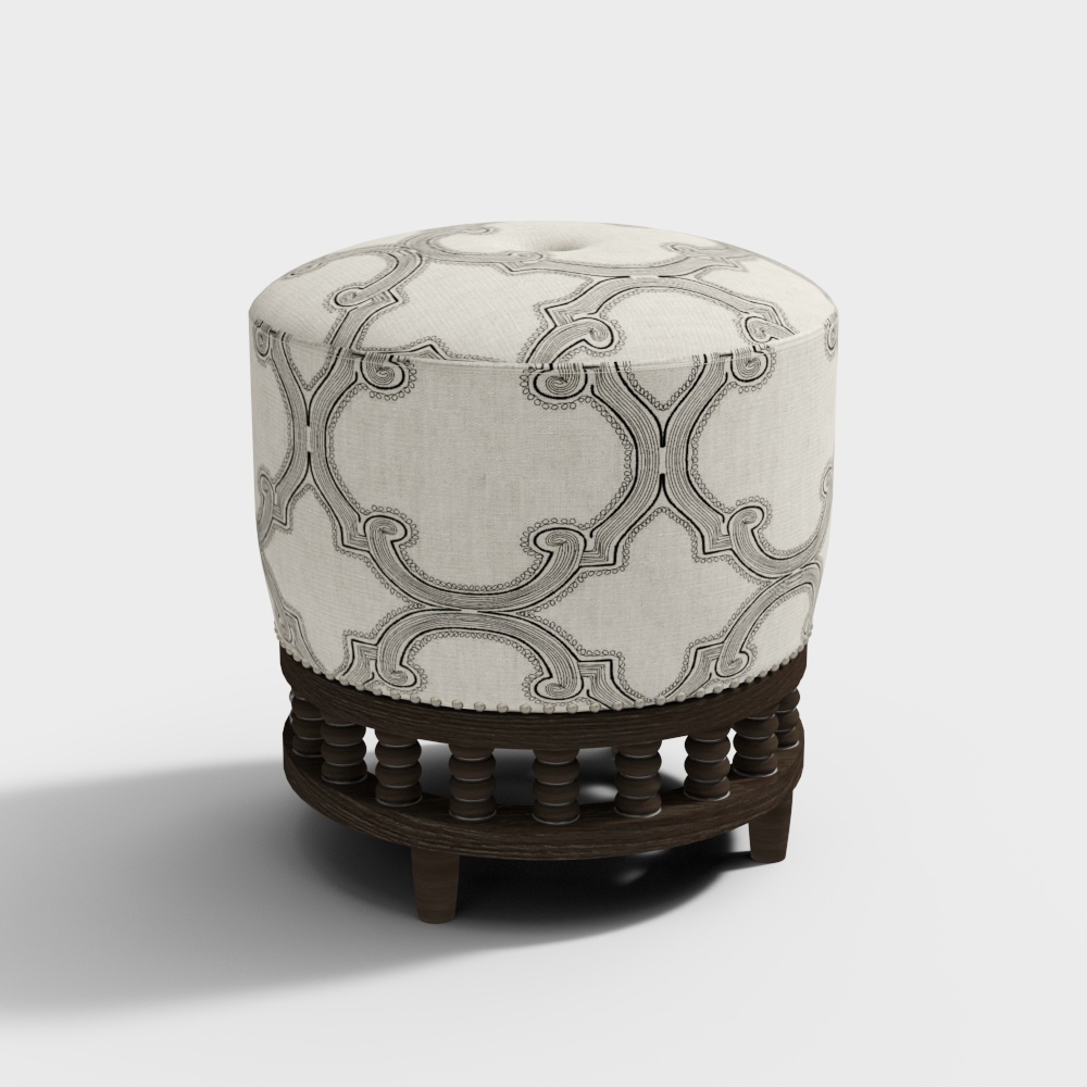 Классический&nbsp;тренд&nbsp;тканевый пуфик белый