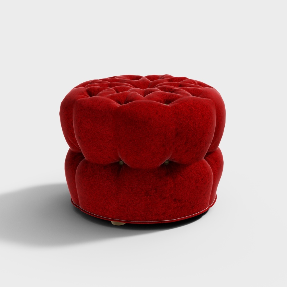 ออตโตมานผ้าแนวคลาสสิก สีแดง Пуфик