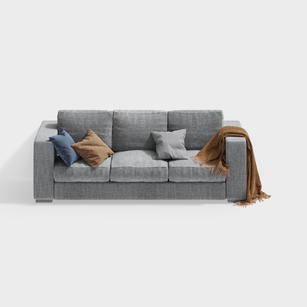 Cozy Modern Low-Poly Sofa 3D Model – Fabric Upholstery