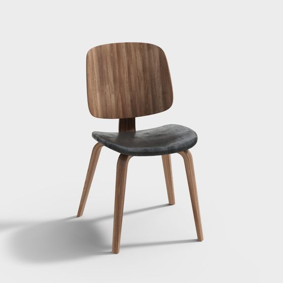 Stylish Wooden Chair 3D model for Modern Spaces
