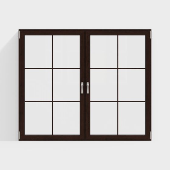 Stylish Double Door Window 3D model for Contemporary Spaces