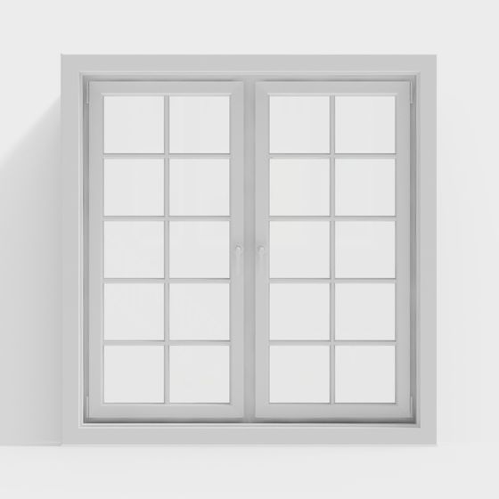 Chic Double Door Window 3D model with Gray Frame