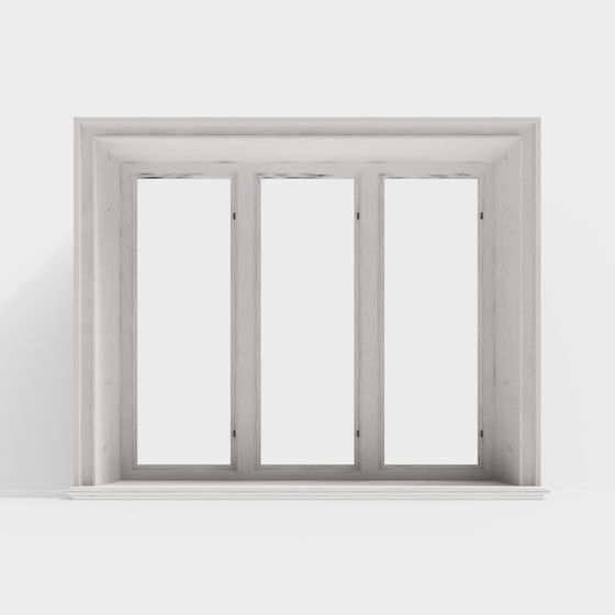 Wood Framed Triple Window 3D model