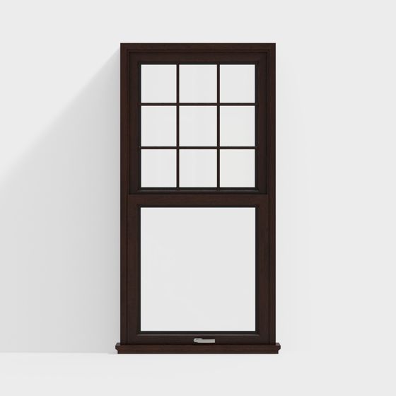 Elegant Wooden Frame Window 3D model