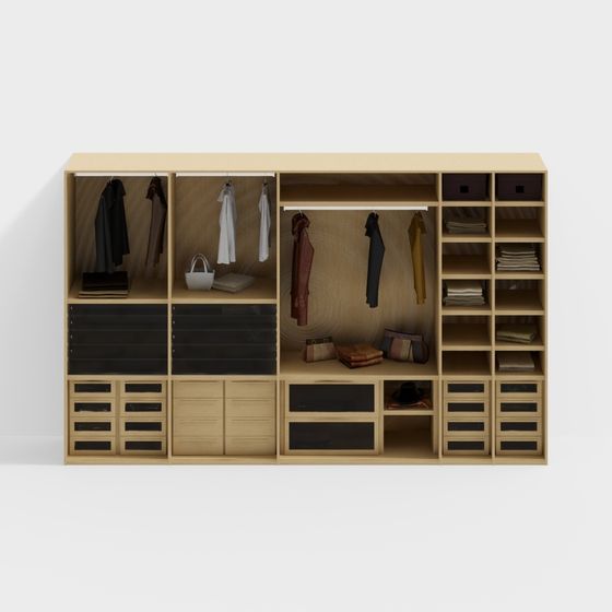 Stylish Minimalist Wardrobe 3D model for Contemporary Living
