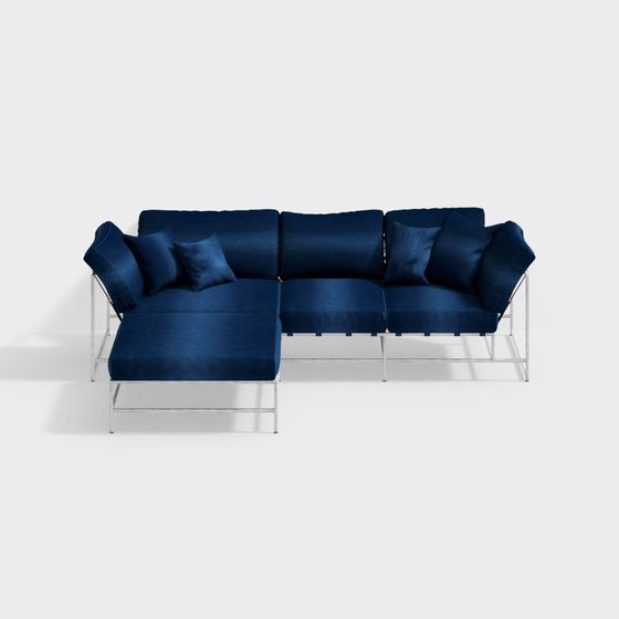 Urban Velvet Low Poly High Detail Sofa 3D model for Modern Spaces