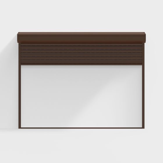Low-Poly Brown Roll-Up Door 3D Model