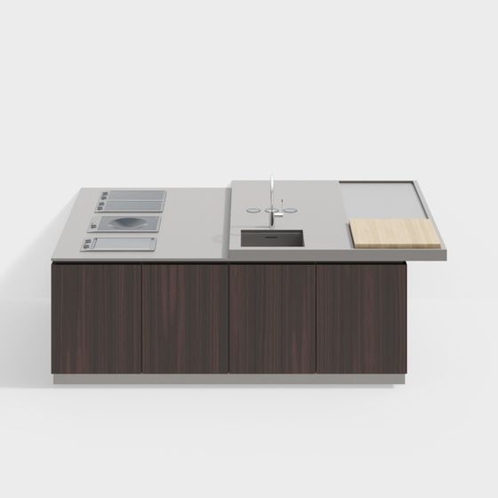 Stylish Kitchen Island 3D model for Modern Spaces