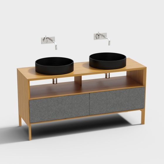 Modern Double Sink Bathroom Vanity 3D model