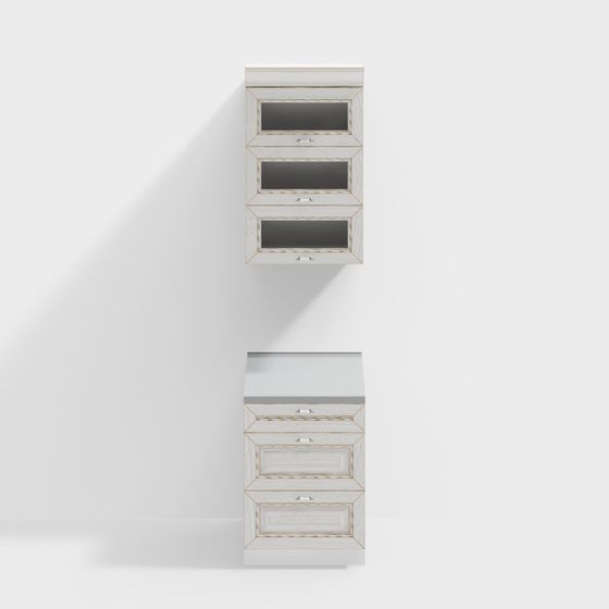 Vintage Wooden Drawer Cabinet 3D model