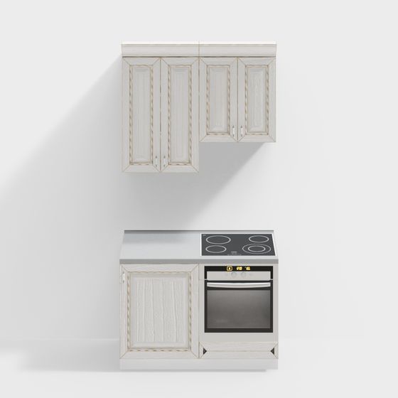 Vintage Style Kitchen Cabinet Set 3D model