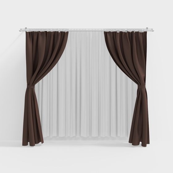 Elegant Low-Poly Curtain 3D model