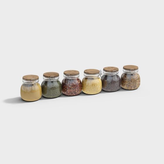 Vibrant Spice Jar Collection 3D model for Kitchen Design