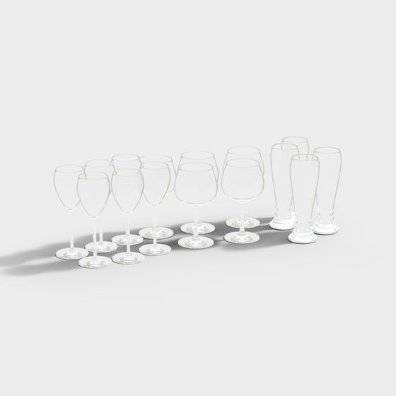 Sleek 3D Model of Wine Glasses for Modern Designs