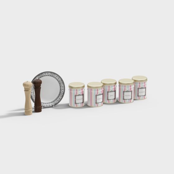 Vintage-Modern Kitchen Storage Jars 3D model