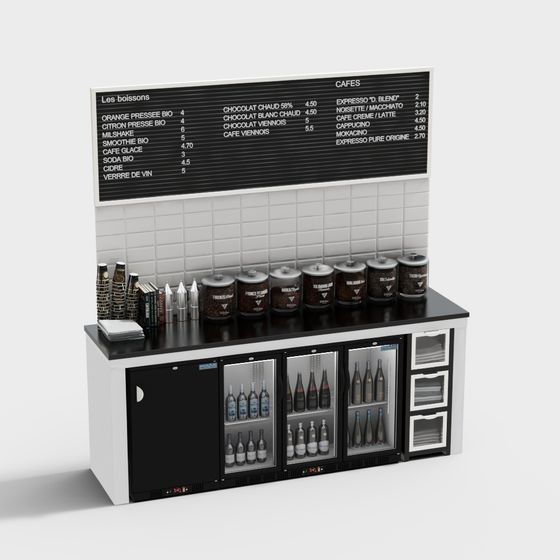 Sleek Coffee Bar 3D model for Modern Café Design