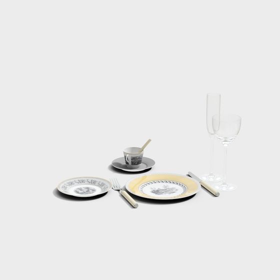 Classic Porcelain Dinnerware Set 3D model for Creative Projects