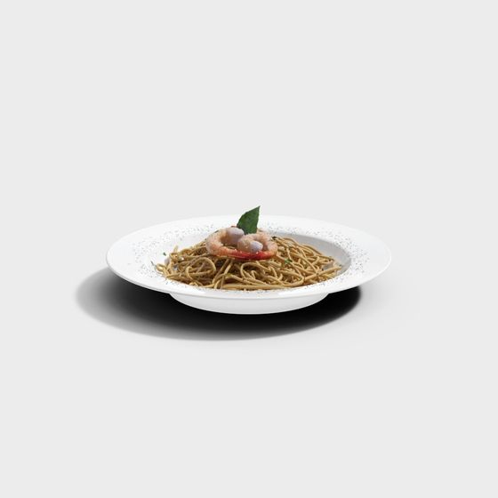 Realistic Pasta with Shrimp 3D model