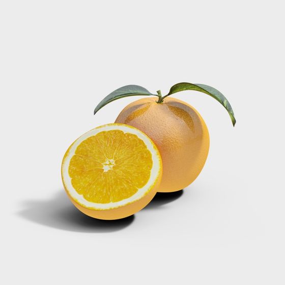 Low Poly Orange 3D Model with High Detail