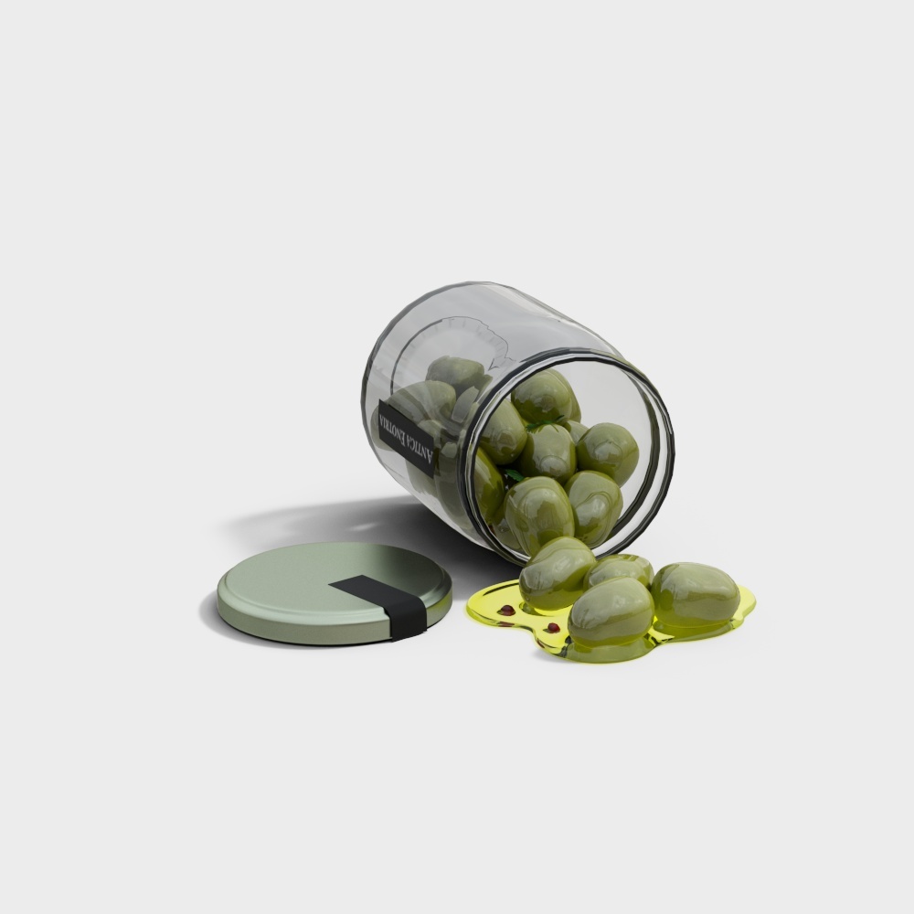 Low-Poly Olive Jar 3D model for Modern Aesthetics